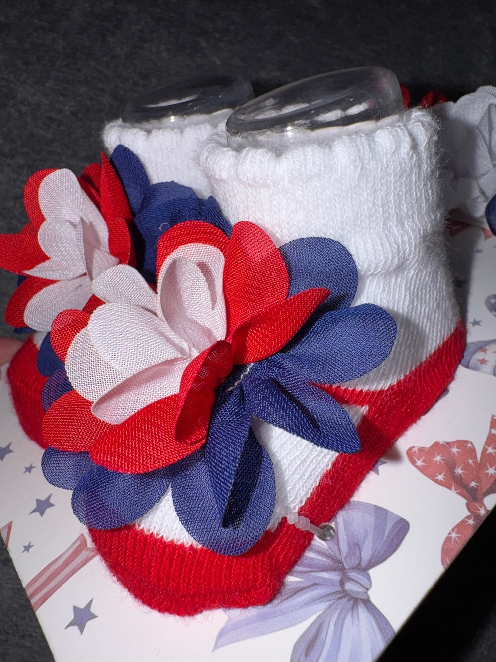 Stepping Stones- Baby Girls Red White & Blue Headwrap & Socks Set 0-12M - Picture 5 of 9